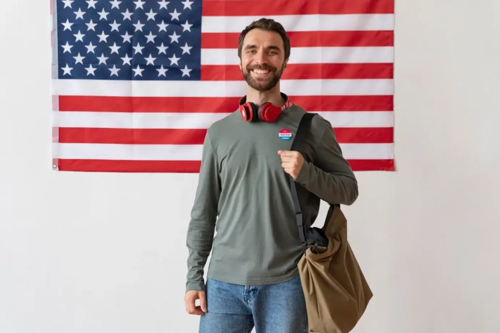 Retrato de hombre en el día de registro de votantes - Curso de Edutin