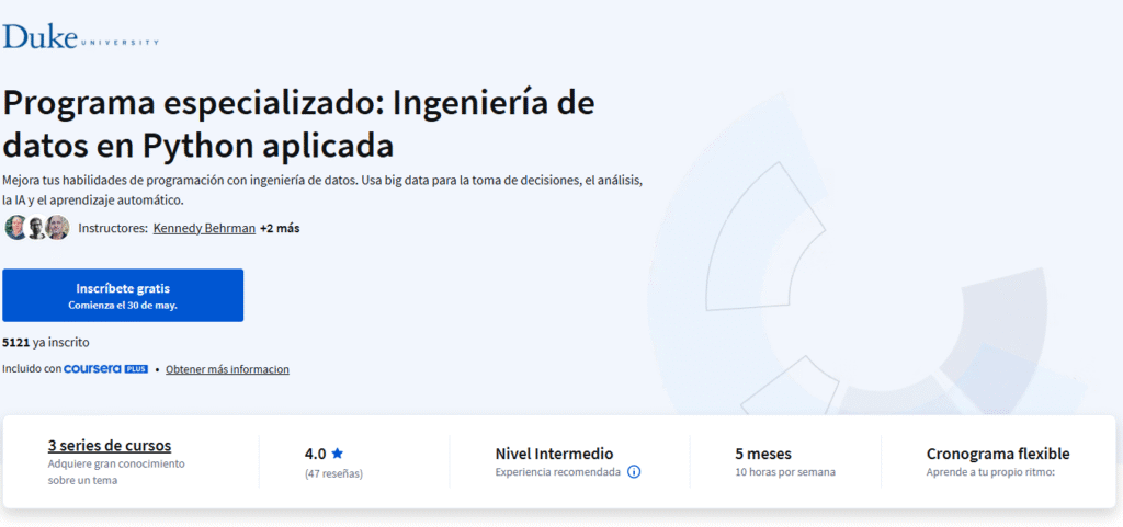 Programa especializado: Ingeniería de datos en Python aplicada | Descripción