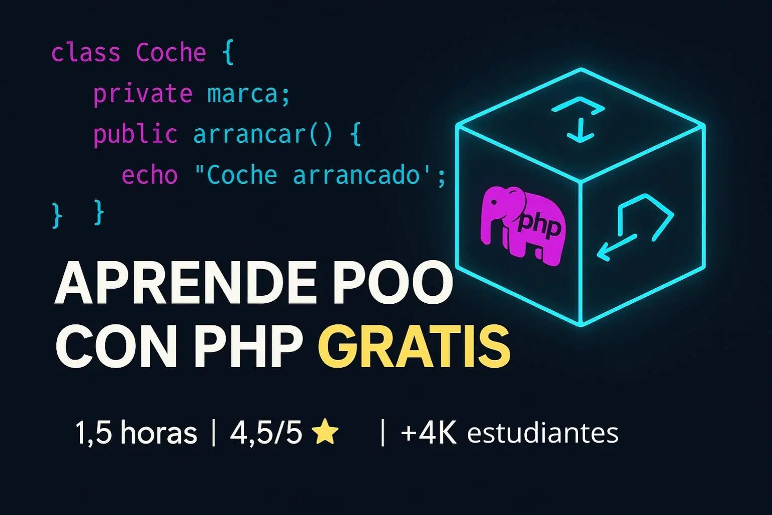 4,000+ Estudiantes ya aprendieron POO en PHP con este curso GRATIS ¿Y Tú?