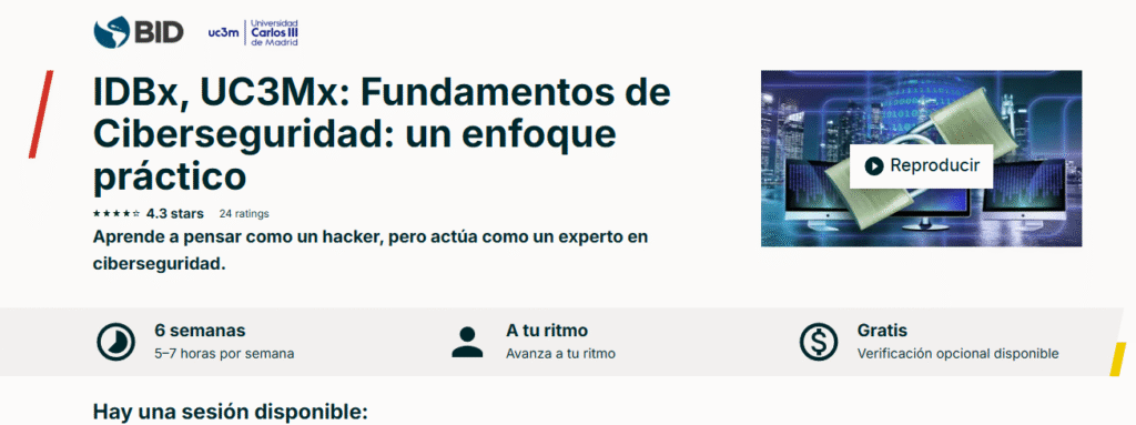 IDBx, UC3Mx: Fundamentos de Ciberseguridad: un enfoque práctico | Detalles