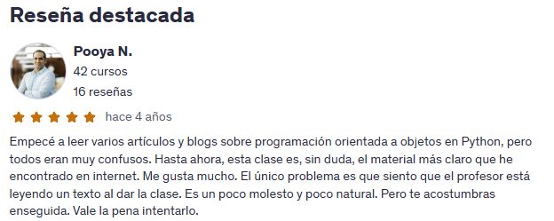 Python OOP: Programación Orientada a Objetos en Python | Valoración