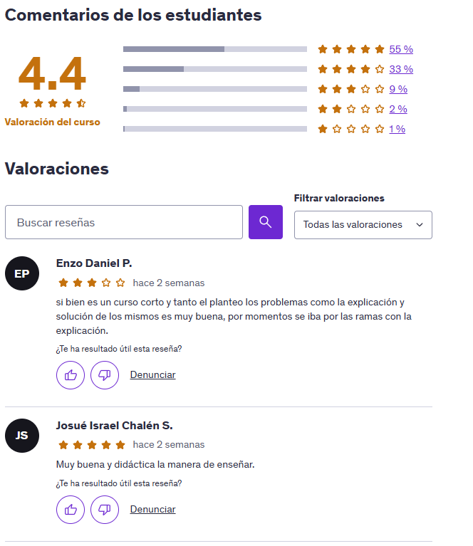 Algoritmos, desarrollo de la Lógica de Programación | Valoración Udemy