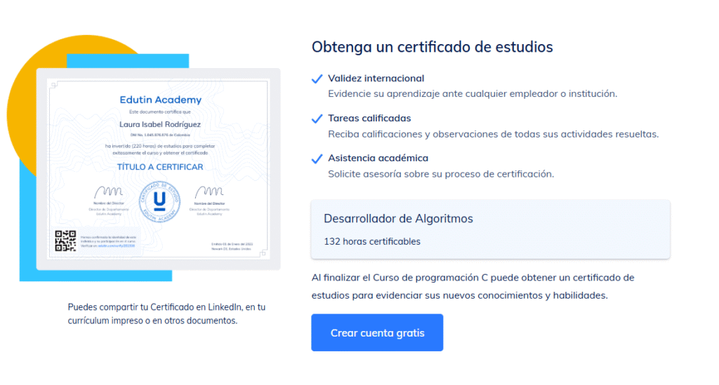 Curso de programación C | Certificado