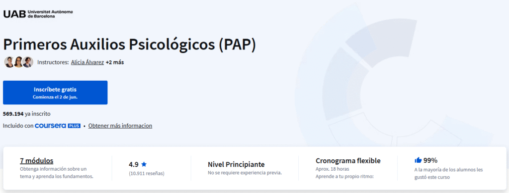 Primeros Auxilios Psicológicos (PAP) | Detalles del curso
