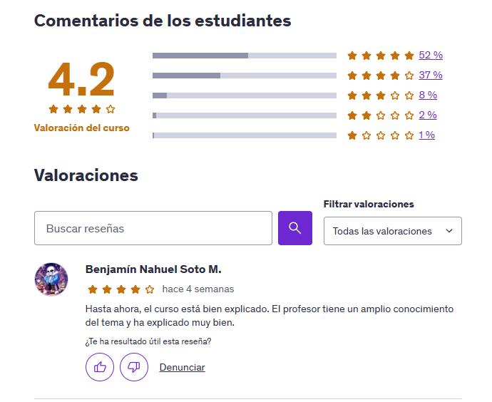 Curso básico de Python desde cero para principiantes | Valoración
