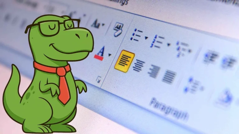un dinosario de frente a una imagen de word jaja xd