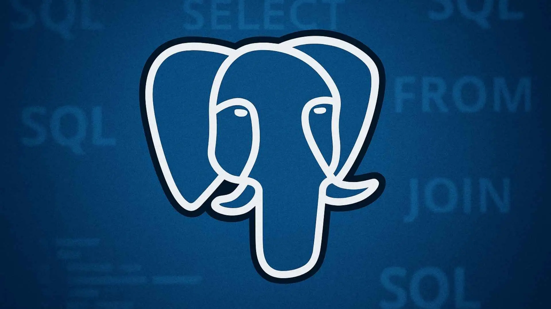 Ilustración digital de ciudad de datos con elefante de PostgreSQL