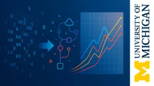 Ilustración que representa la transformación de datos crudos en gráficos claros mediante técnicas de ciencia de datos con Python