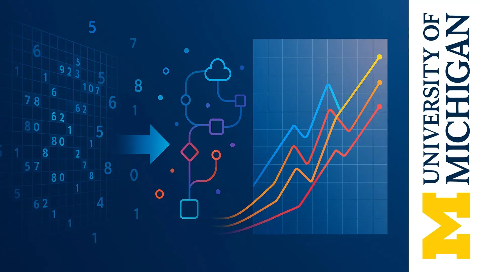 Ilustración que representa la transformación de datos crudos en gráficos claros mediante técnicas de ciencia de datos con Python