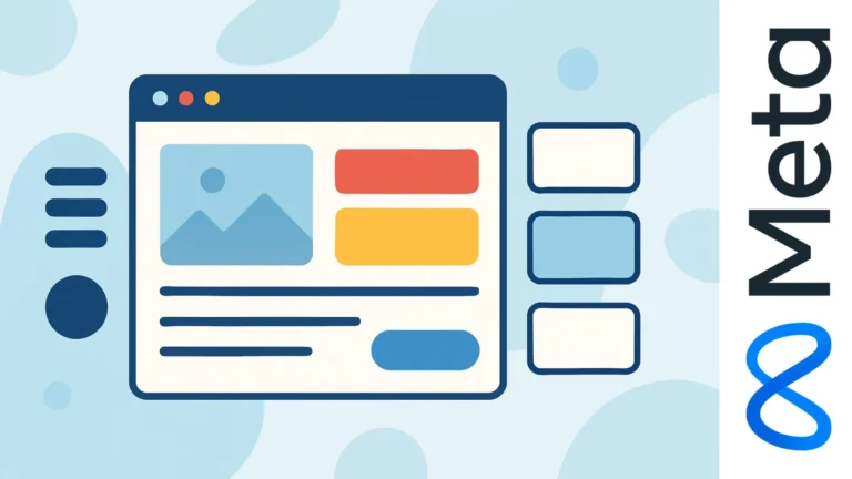 Ilustración abstracta de una página web con bloques de colores representando el desarrollo front-end