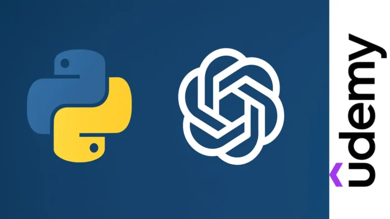 Logos de Python y ChatGPT junto a Udemy representando el curso gratis Python Nivel 1 introducción a la programación