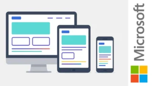 Diseño responsivo en computadora, tablet y smartphone con ejemplo de interfaz UI/UX en colores minimalistas