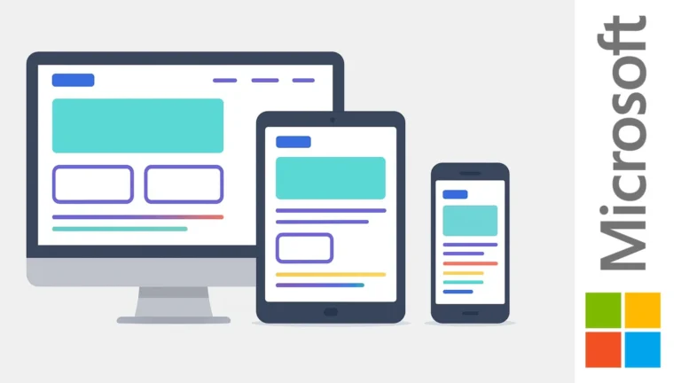 Diseño responsivo en computadora, tablet y smartphone con ejemplo de interfaz UI/UX en colores minimalistas