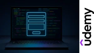 Formulario web sobre código PHP en pantalla de laptop, representando el envío de datos con programación