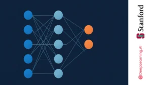 Ilustración de red neuronal con nodos conectados que representan el aprendizaje automático supervisado, regresión y clasificación en Python