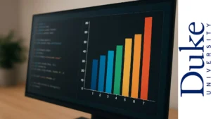 Monitor mostrando código en Python y un gráfico de barras colorido generado con Matplotlib