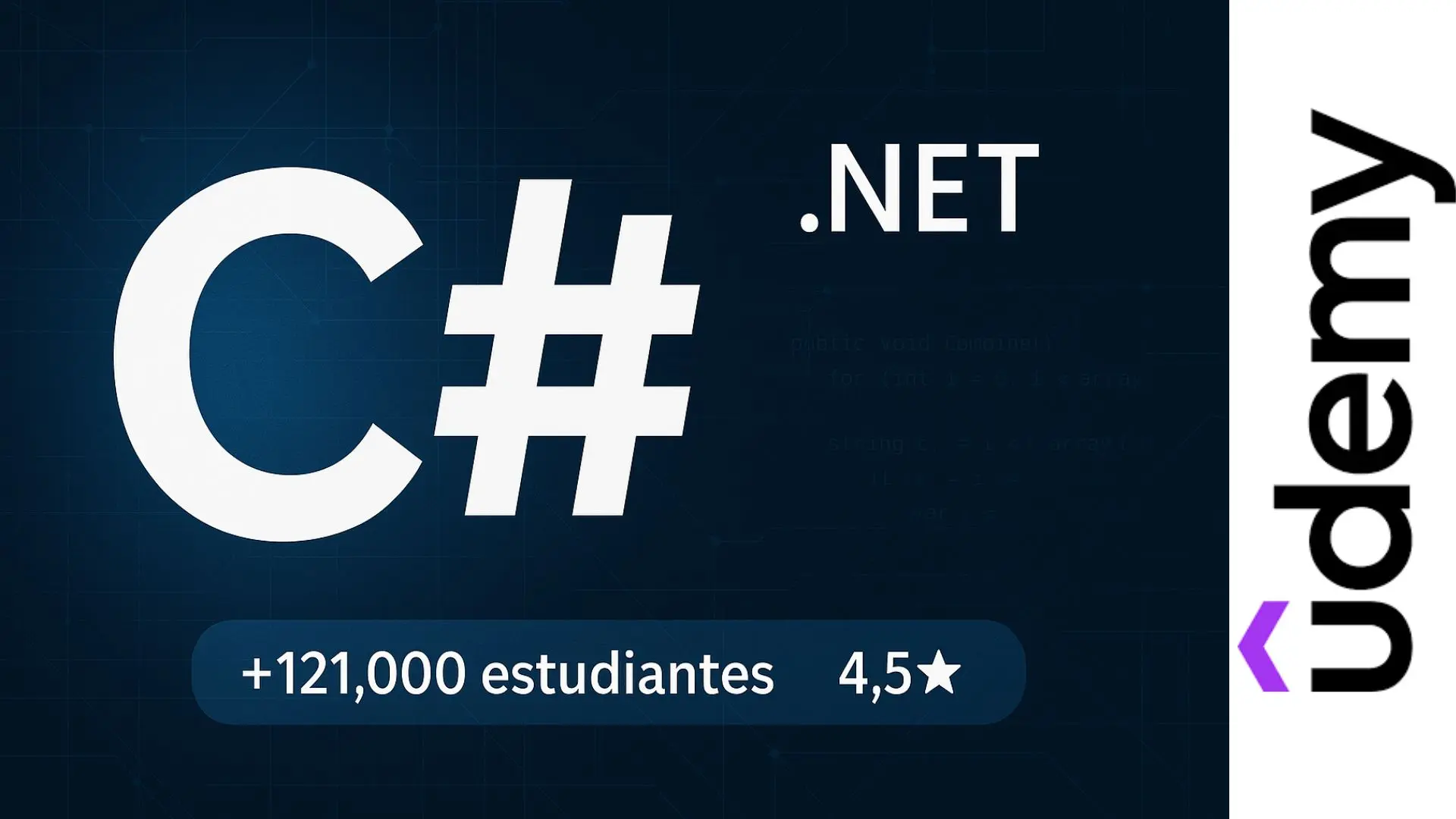 Más de 121 mil personas ya dominan C# .NET con este curso GRATIS de 4.5 estrellas y 23 horas de contenido