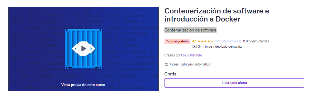 Imagen del sitio de udemy - Contenerización de software e introducción a Docker