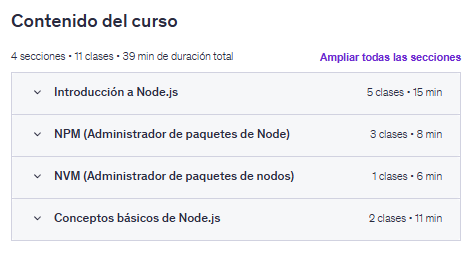 Contenido del curso "Bootcamp de Desarrollo Full Stack (Web, Escritorio y Aplicaciones Móviles)" en Udemy
