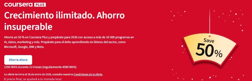 Ahorra un 50 % en Coursera Plus