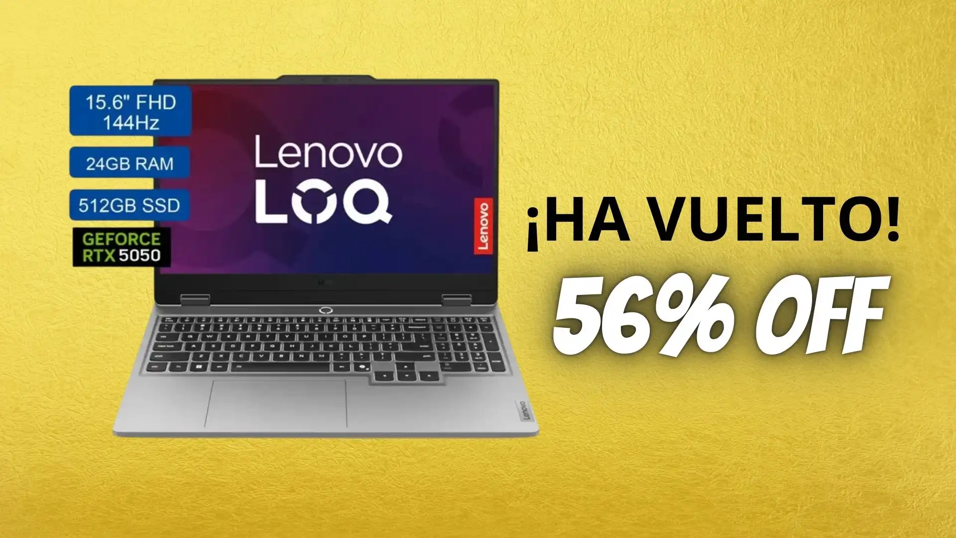 ¡HA VUELTO! Laptop gamer Lenovo LOQ con Core i5 + RTX 5050 se acaba de desplomar $28,000 pesos