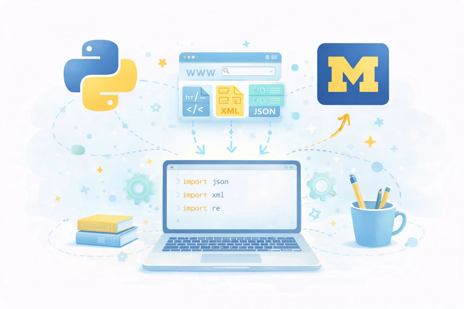 Curso gratis de la Universidad de Michigan para entender HTML, XML y JSON con Python