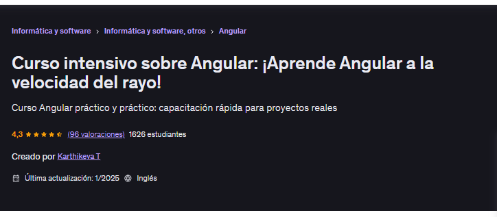 Curso intensivo sobre Angular: ¡Aprende Angular a la velocidad del rayo! - Imagen de Udemy