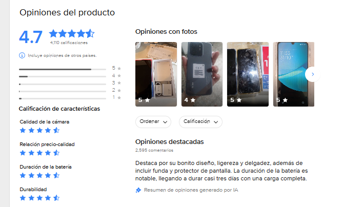 Opiniones del producto Xiaomi Redmi 15c en Mercado Libre