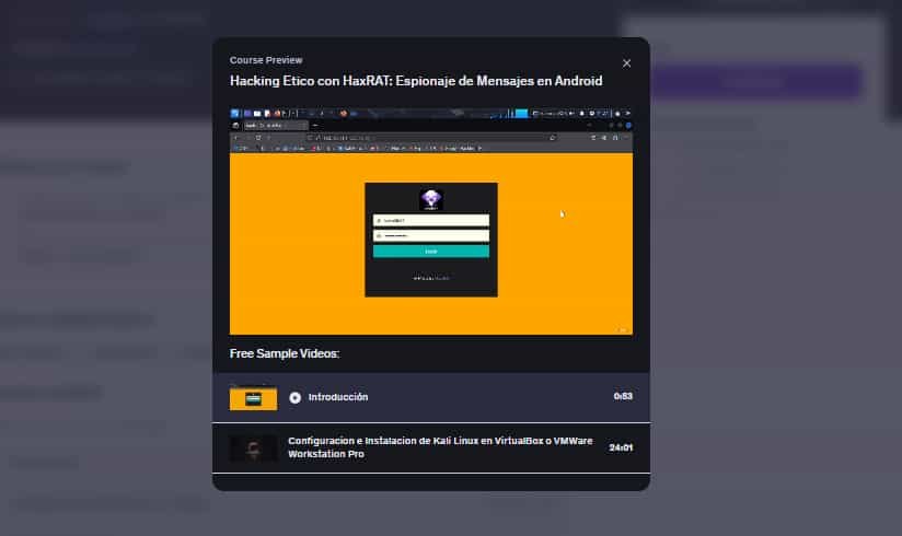 Imágen del curso "Hacking Etico con HaxRAT: Espionaje de Mensajes en Android" en Udemy