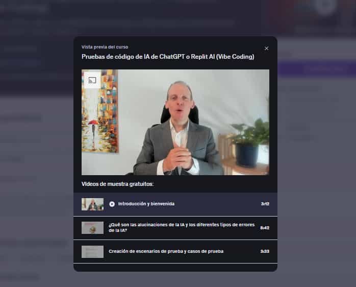 Imágen del curso "Pruebas de código de IA de ChatGPT o Replit AI (Vibe Coding)" en Udemy