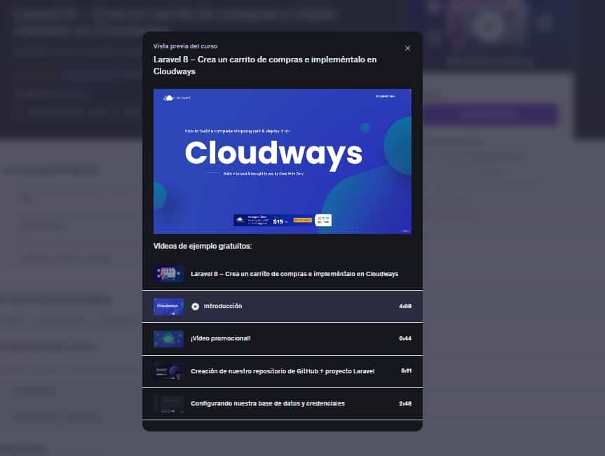 imágen del curso "Laravel 8 – Crea un carrito de compras e impleméntalo en Cloudways" en Udemy