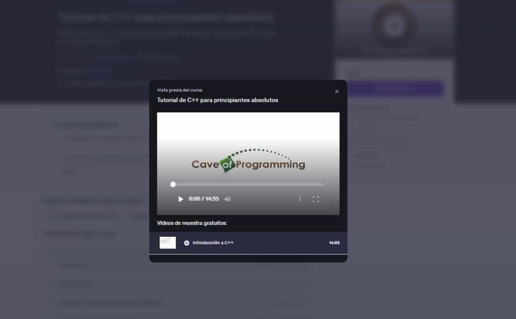 Imágen del curso "Tutorial de C++ para principiantes absolutos" en Udemy