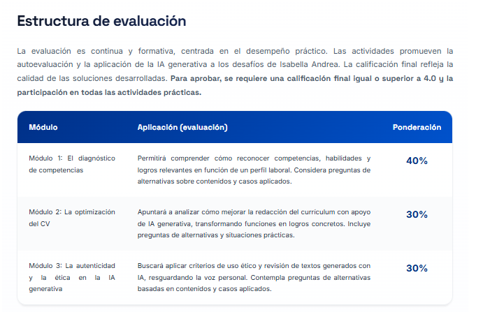 ¡Atrévete a dar el salto con la IA Generativa! - Estructura de Evaluación 
