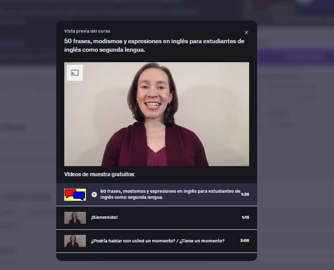 Imágen del curso "50 frases, modismos y expresiones en inglés para estudiantes de inglés como segunda lengua." en Udemy