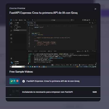 Imágen del curso "FastAPI Express: Crea tu primera API de IA con Groq" en Udemy