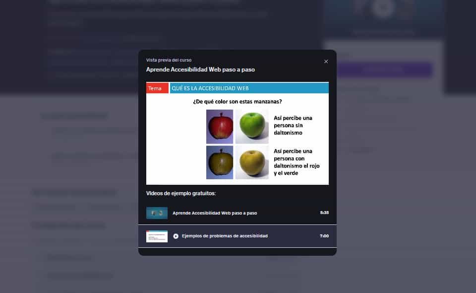 Imágen del curso "Aprende Accesibilidad Web paso a paso" en Udemy