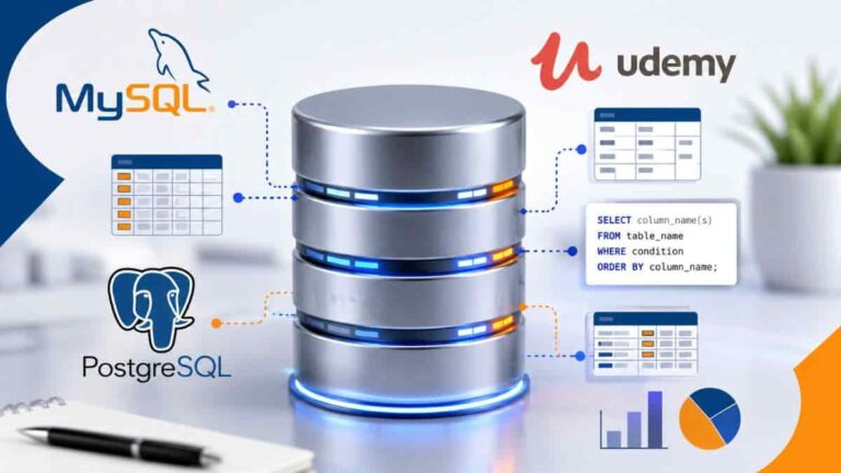 Curso gratuito de Udemy para iniciarte en SQL con MySQL y PostgreSQL