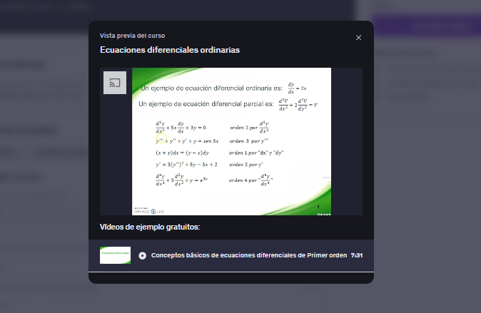 imagen del curso "Ecuaciones diferenciales ordinarias" en Udemy