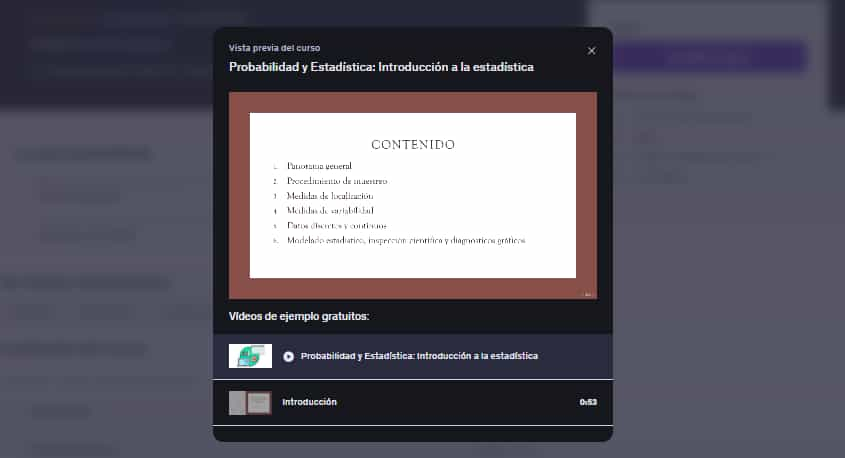 Imagen del curso "Probabilidad y Estadística: Introducción a la estadística" en Udemy