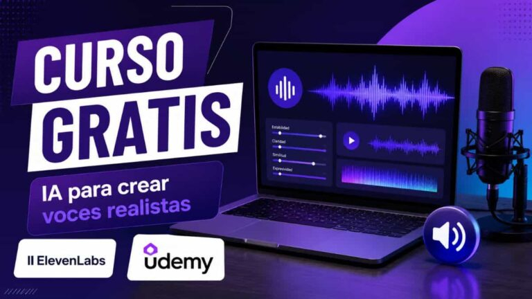 ElevenLabs IA en un curso gratuito de Udemy para principiantes