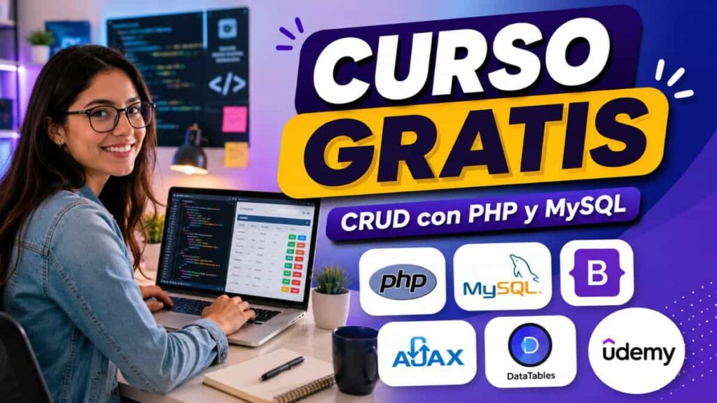 Curso gratuito de Udemy para crear un CRUD con PHP y MySQL