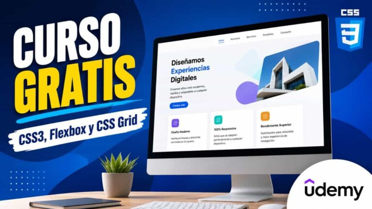 Curso gratis de CSS3 en Udemy con Flexbox y CSS Grid