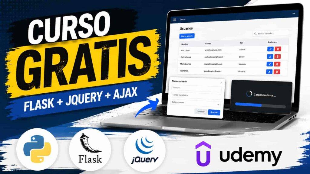 Curso gratis de Flask con jQuery y AJAX en Udemy