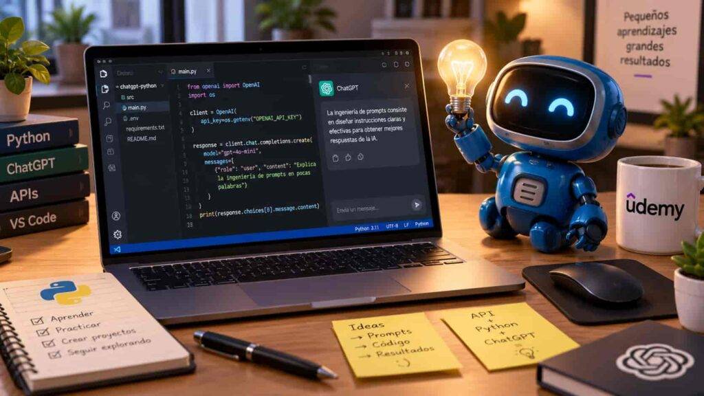 Python + ChatGPT en menos de 2 horas: este curso de Udemy es gratis